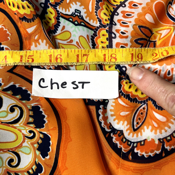 Susan Graver Womens XS Orange Paisley Kimono Kaftan‎ Blouse Set Oversized Boho - Picture 7 of 13